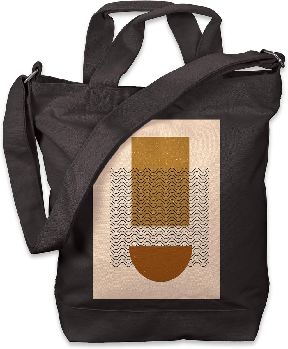 Canvas Tote Bag met Vakken en Lange/Korte Handvatten