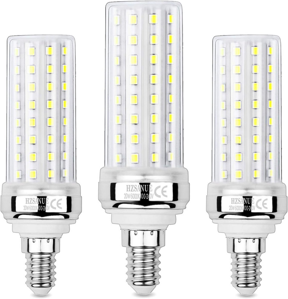 3-Pack E14 LED Lampen 20W (150W Vervanging) - 2300LM Koud Wit (6000K) - Kleine Fitting