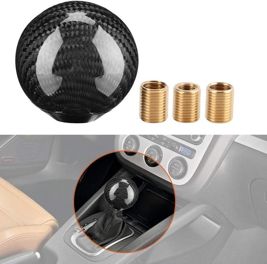 Universele Versnellingspookknop Carbon Look - Handgeschakeld Schakelpook Upgrade met 3 Adapters van universele — afbeelding 5
