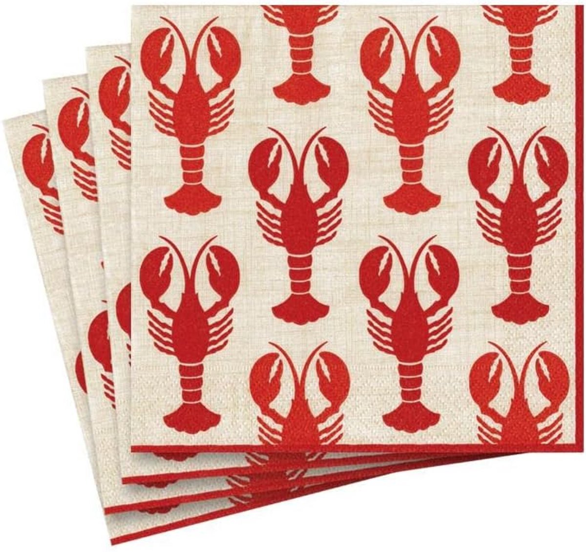 Set van Papieren Cocktail Servetten met Kreeft Dessins