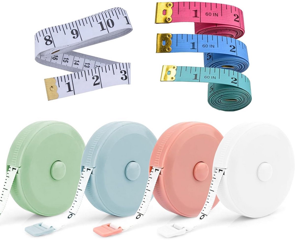 4 Stuks Zachte Intrekbare Meetlinten voor Lichaam en Kleding, 150 cm