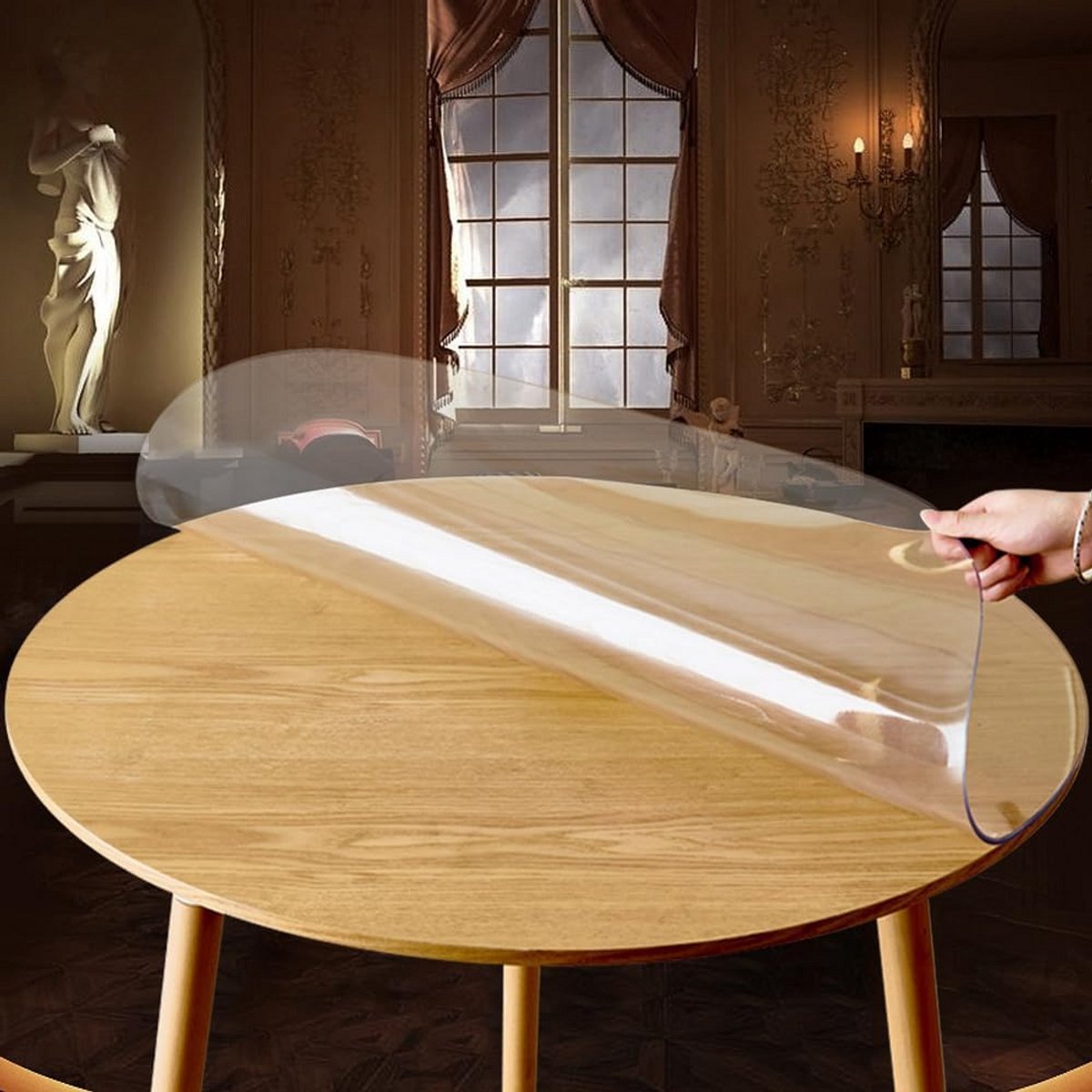 Ronde Transparante Tafelbeschermer PVC - Waterdicht Beschermhoes voor Eettafel en Bureau