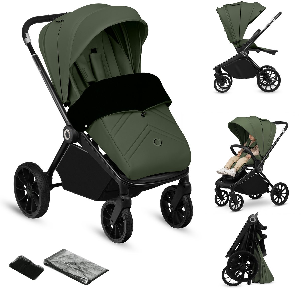 Lionelo Mika Plus Kinderwagen Lichtgewicht met XXL Kap - Lionelo - €289,99