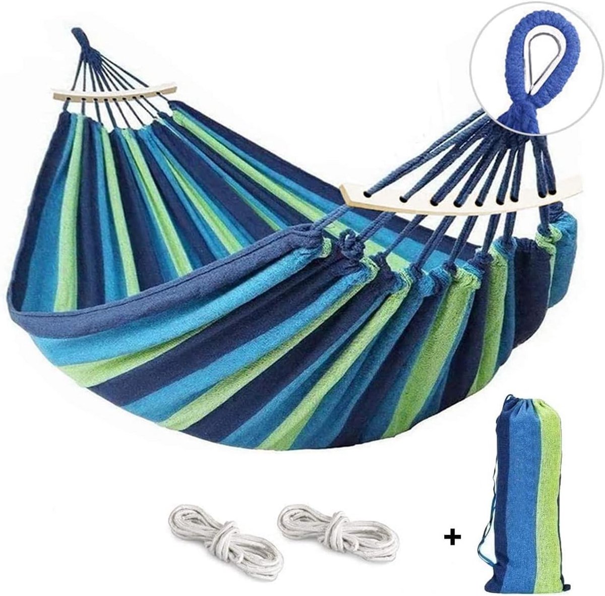 Hangmat 285 x 155 cm met Verstevigingsstaven Canvas Draagvermogen 550 kg