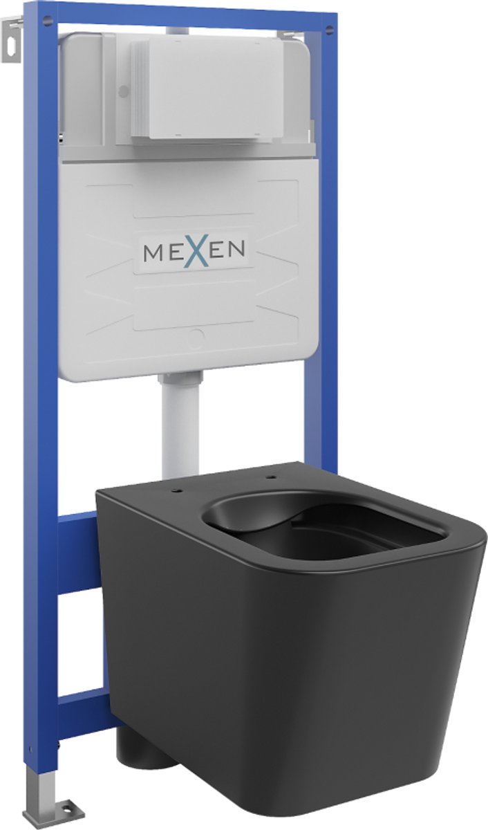Mexen inbouw WC set frame Fenix Slim met WC kom Teo, mat zwart - 6103385XX85