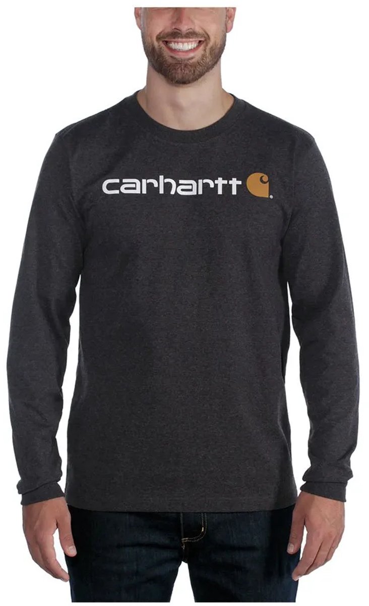 ##Carhartt Core Logo T-Shirt L/S 104107-M-Carbon Heather