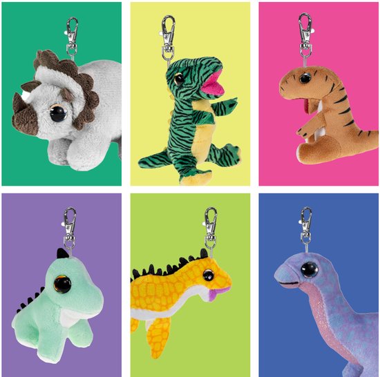 Lumo Stars Sleutelhanger Dino Brontosaurus 8,5cm pluche knuffel.