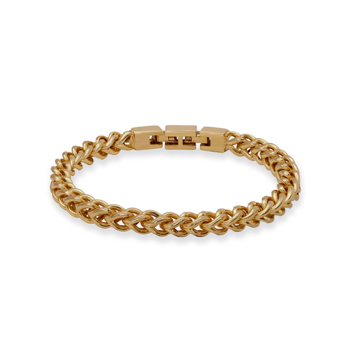 7KB-0173 - Kaliber Foxtail Chain Bracelet Extender – 20 cm – Heren Armband – Vintage Goudkleurig