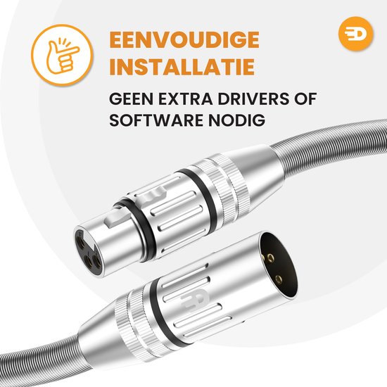 Drivv. Câble XLR Premium - Câble microphone - Mâle vers femelle 3 broches - 3 mètres - Argent