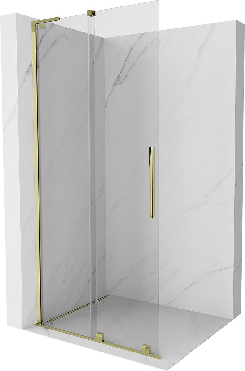 Mexen Velar L douchescherm schuifdeur Walk-in 90 x 200 , transparant 8 mm, goudkleurig - 871-090-003-03-50