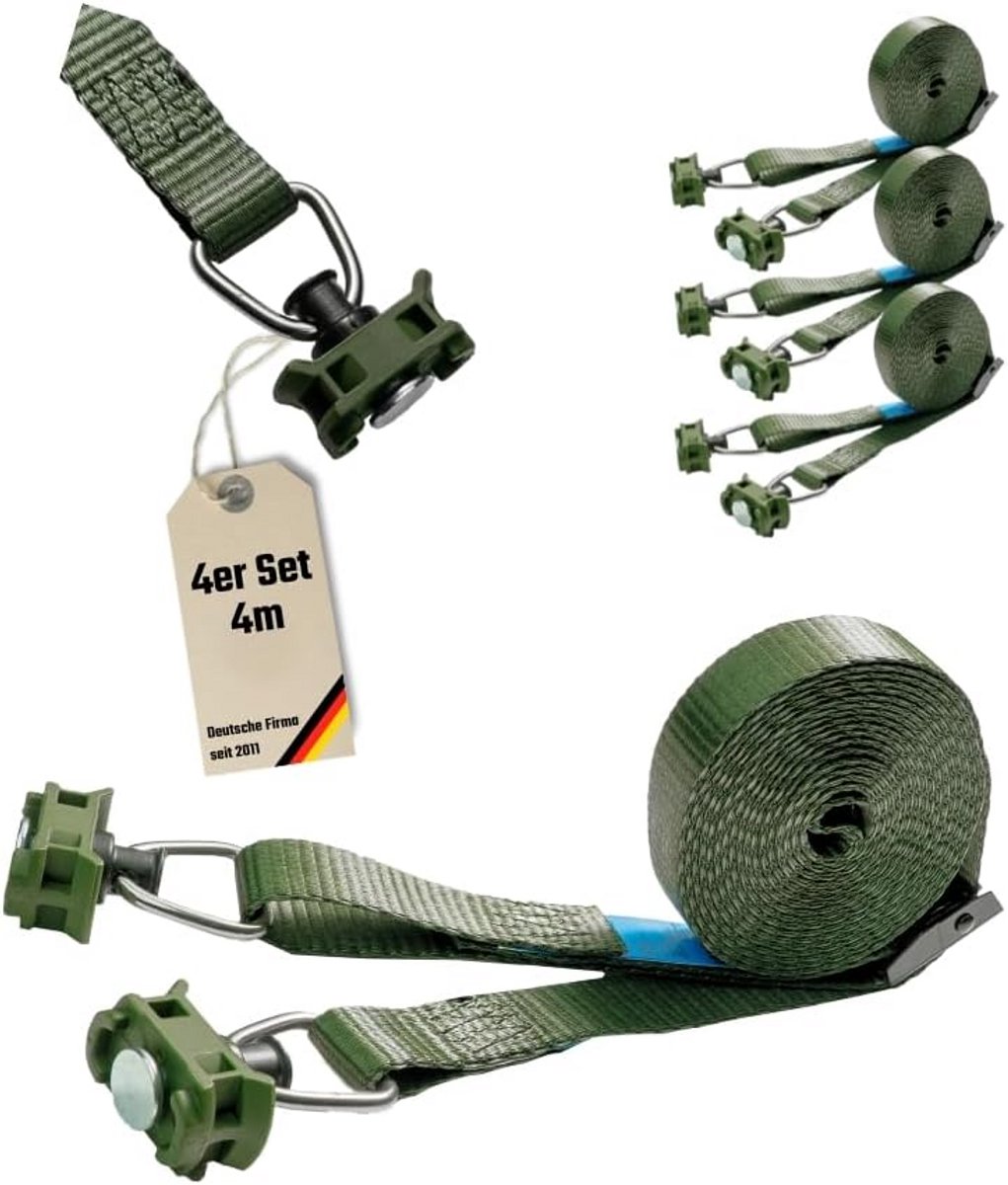 2-delige Spanband met Klemslot voor Airlinerail - 4 Meter Bevestigingsband (175 daN)