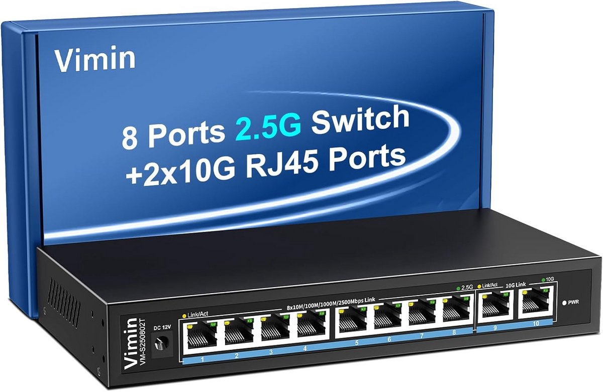 Multi-Gigabit Ethernet Switch met 8x 2.5G en 2x 10G Poorten