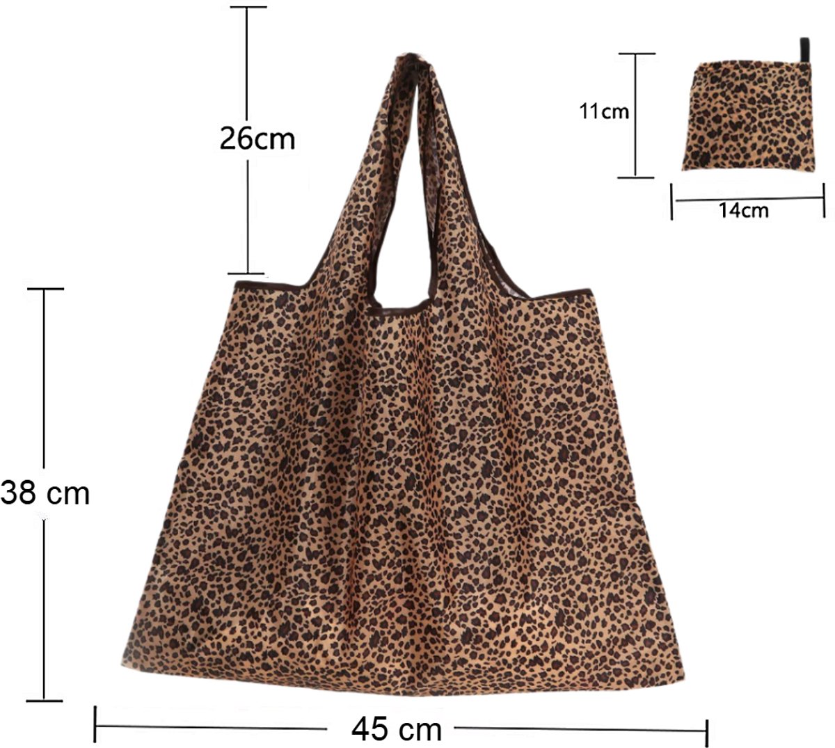LaGloss® XL Boodschappen Tas met Luipaardprint Grote Trendy Strandtas Beach Bag 45 x 38 cm Schoudertas - Opvouwbare Shopper Luipaard Print XL Tas %% — cadeau in Mode & Accessoires - foto 4