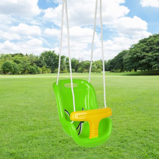Babyschommel voor buiten, schommel met 40 cm hoge rugleuning en armleuning, verstelbaar touw, stabiele schommelstoel voor baby's, maximale belasting 50 kg (groen) van Merkloos — afbeelding 2