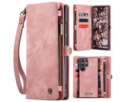 CaseMe Hoesje - Geschikt voor Samsung Galaxy S26 Ultra Hoesje - CaseMe 008 2-in-1 Book Case & Back Cover met Portemonnee - Roze
