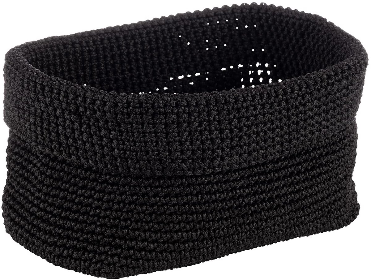 Zwarte Gehaakte Mand van Polyester voor Brood en Huishoudelijke Artikelen 24 x 17 x 12 cm