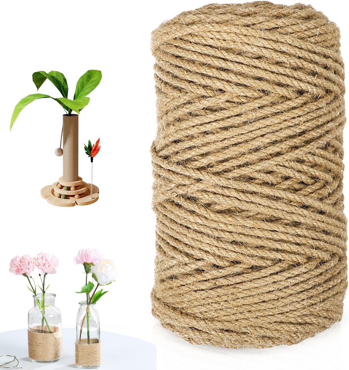 Sterk Sisal Touw 100m x 4mm - Natuurlijk Jute Kabel voor Krabpaal, Knutselen en Tuinieren