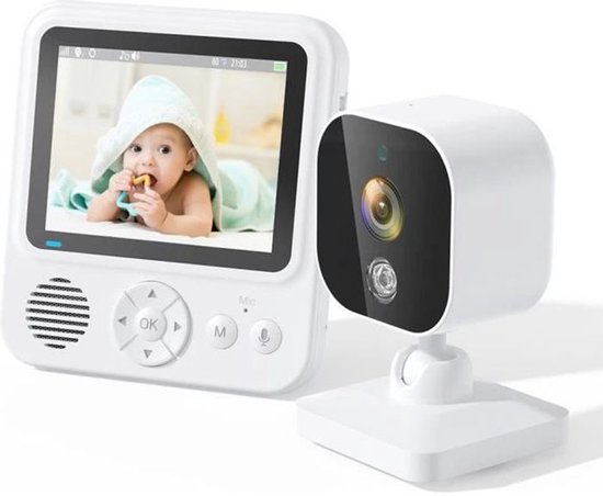 Draadloze babyfoon met videofunctie, scherm voor videobewaking thuis, draadloze babycamera op 2,4 GHz