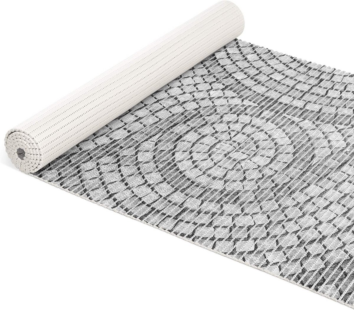 Lange Antislip Badmat Grijs Mozaïekstijl - Geschikt voor Douche, WC en Vloerverwarming - 4
