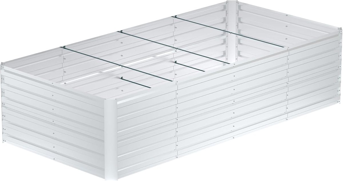 240x60x58cm Zilver Metalen Bloempot voor Verhoogde Bloembedden, 1730L Verzinkt Staal, Rechthoekig Plantenbed om Zelf te Bouwen, Outdoor Plantenbak voor Groenten/Bloemen/Fruit/Kruiden, NAIZY