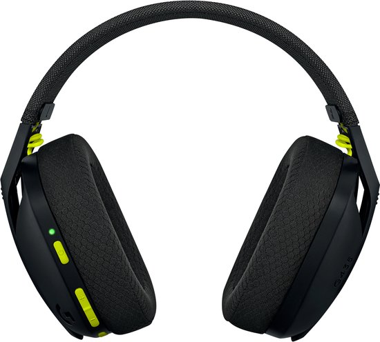 Casque gamer Logitech G435 noir avec accents jaunes et serre-tête noir.