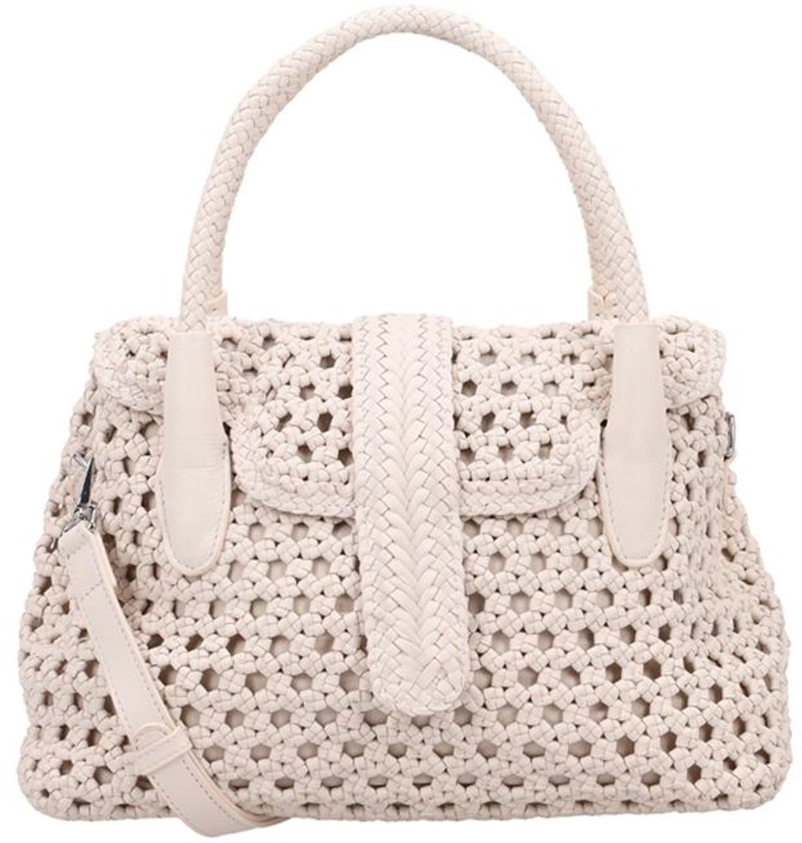 Allan K Kirsten Small Hexa Medium Handtas Dames - Leer - Wit