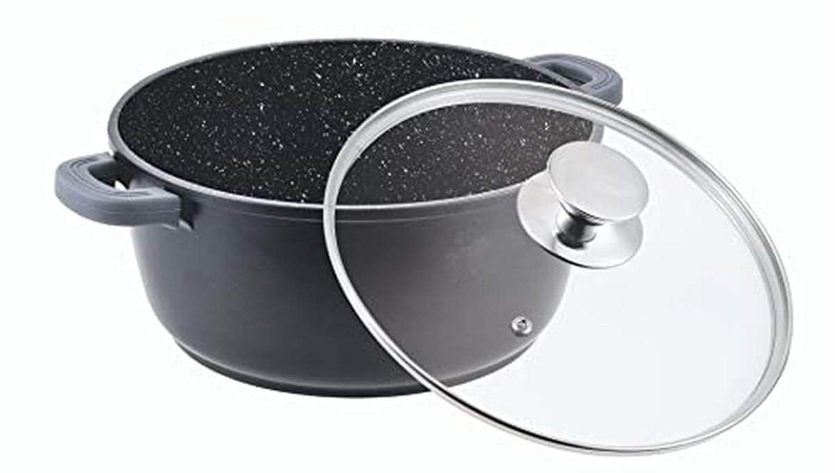 Grote Kookpan met Keramische Coating - 4.8 Liter, 24 cm - Zwart