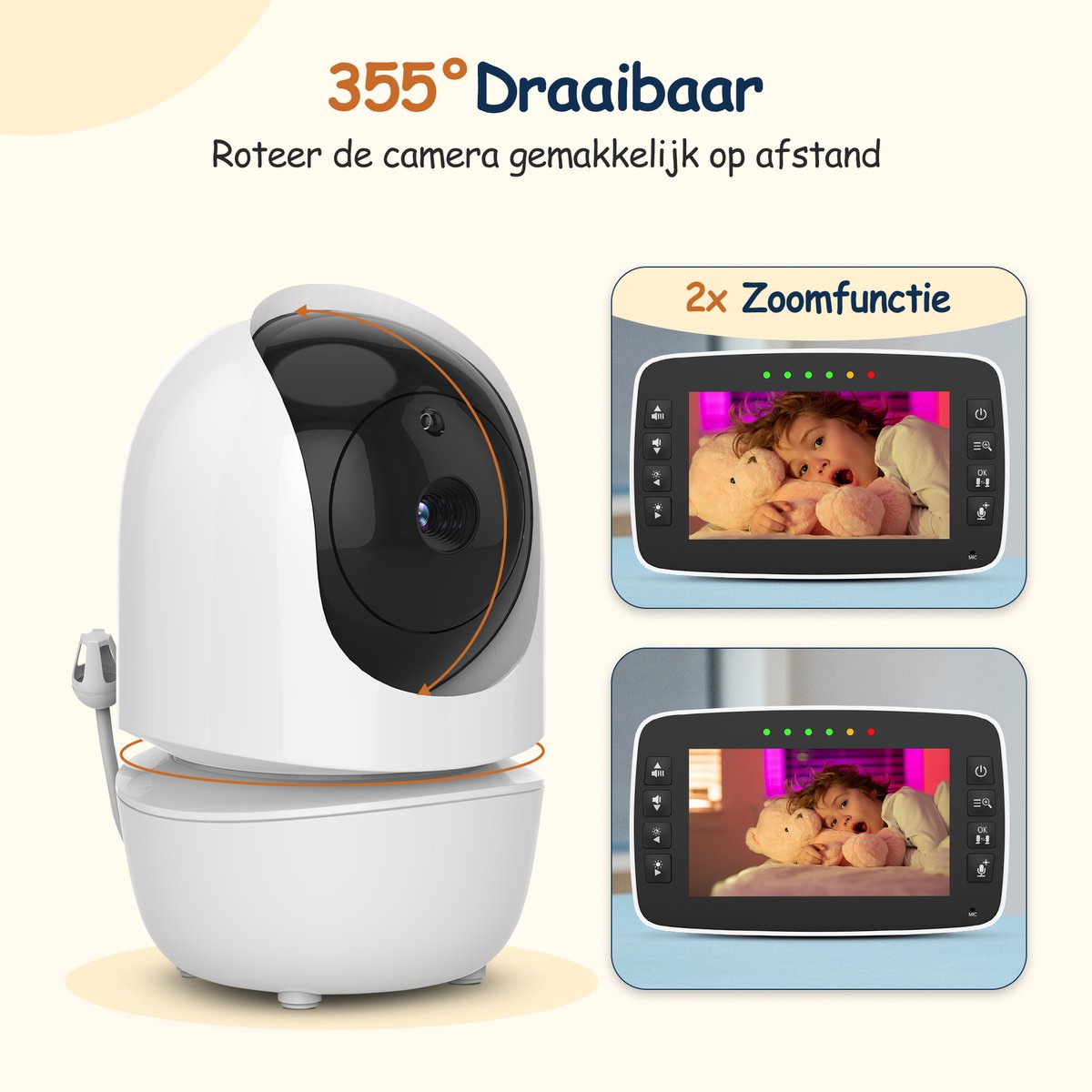 Nexino® Babyfoon met Camera – Baby Monitor - Hondencamera - Huisdiercamera - Op Afstand Bestuurbaar - Temperatuursensor - Terugspreekfunctie - Video & Audio – foto 4