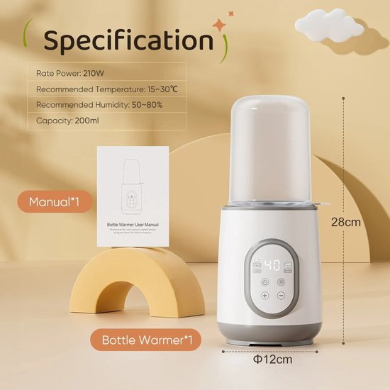 HHHK - 8-in-1 Baby Flessenwarmer - Voedselverwarmer - Sterilisator - Met Ontdooifunctie - Moedermelkverwarmer - Voor Onderweg van HHHK — afbeelding 3