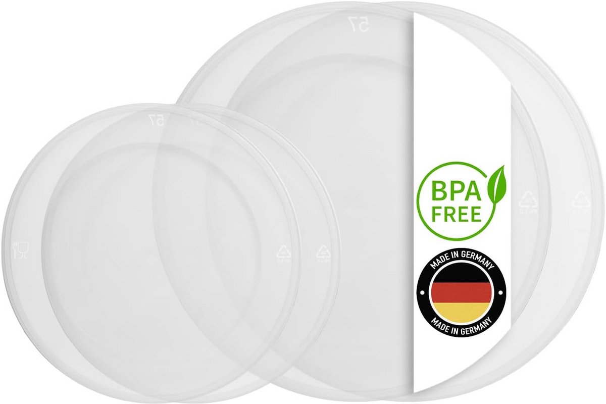 Set van 4 Herbruikbare Kunststof Deksel voor Conservenblikken Ø 73 mm en 99 mm – BPA-vrij
