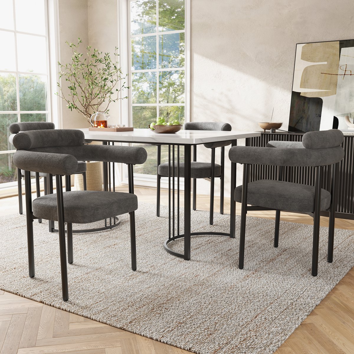 OKWISH Eetkamerstoel 70 X 62 X 84 Cm - Set Van 4 - Ergonomische Rugleuning - Ruime Zitting