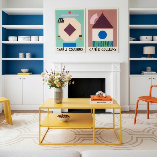 Salontafel Solund met plank 45x90x60 cm geel [en.casa]