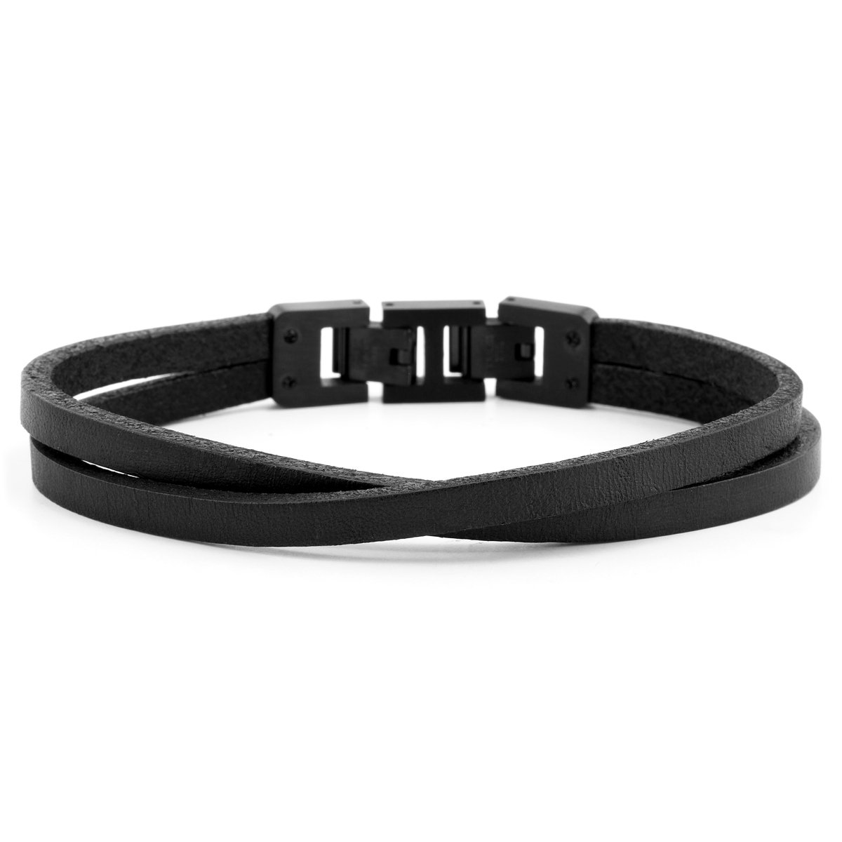 Zwarte & Donkerkleurige Roy Enkele Wikkelarmband