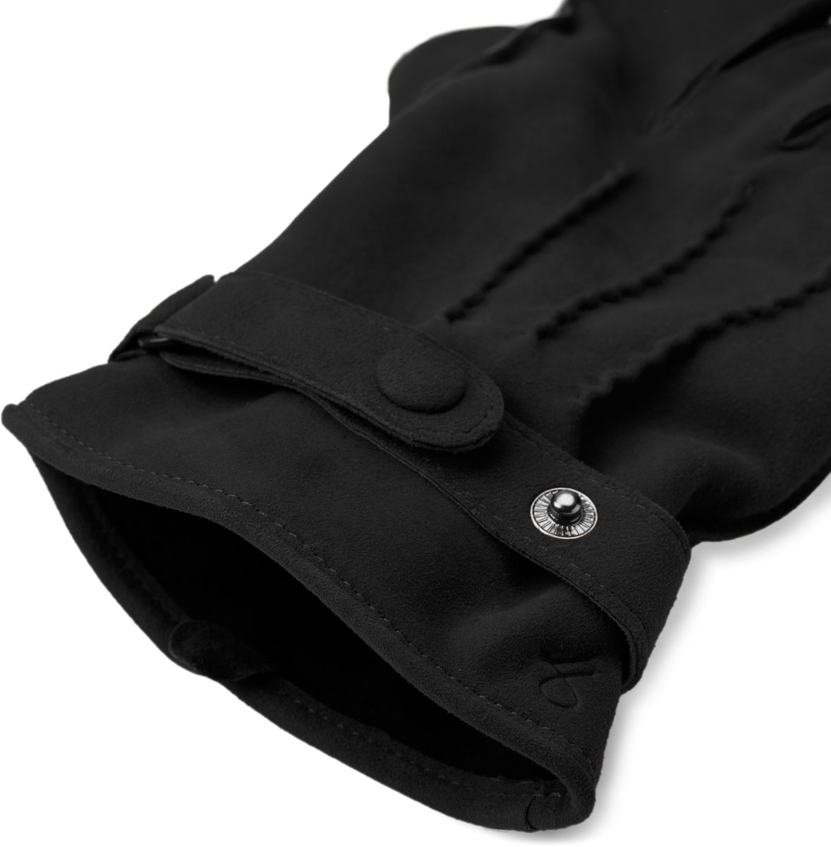 Zwart Suède Leren Handschoenen met Gesp