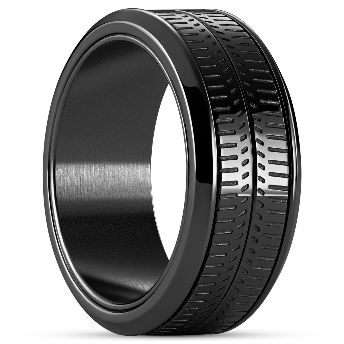 Tigris | 9 mm Zwarte Getextureerde Bewegende Ring