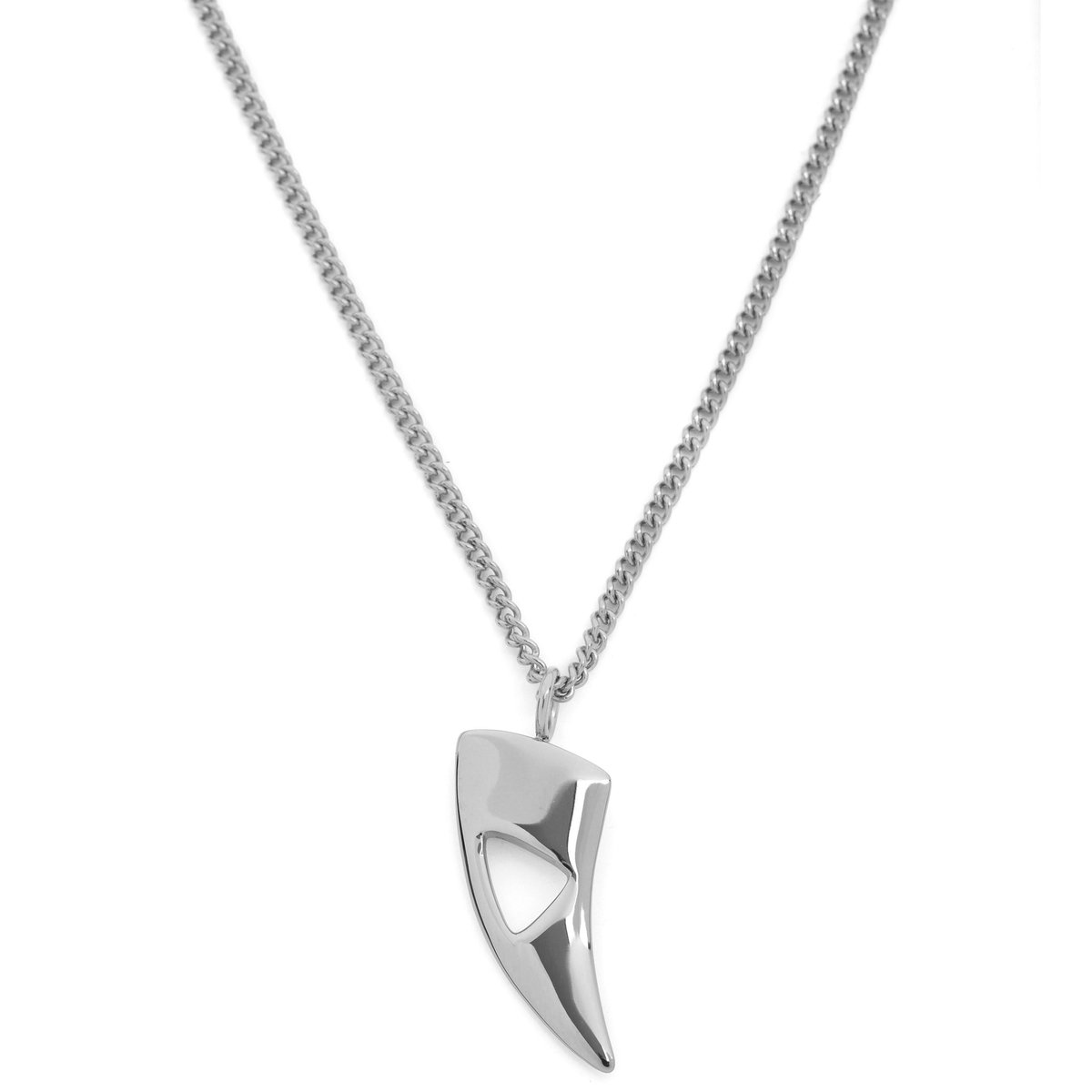 Zilverkleurige Stalen Iconic Ketting met Uitgesneden Motief