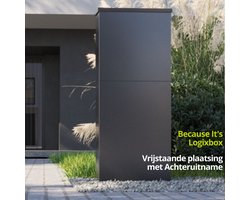 Logixbox - Pakketbrievenbus Vrijstaand - Trendybox - Hoge kwaliteit - 1.0 mm Staal - Pakketbox met Achteruitname - Grijs -- GEEN Bouwpakket --
