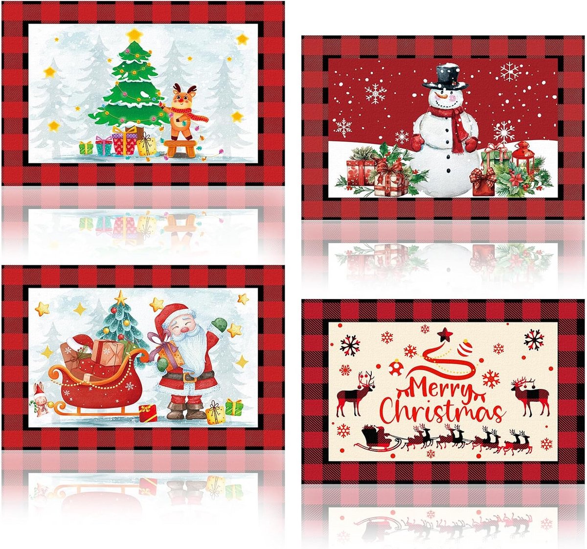 Set van 4 Kerst Placemats Tafelmatten Feestelijk Diner
