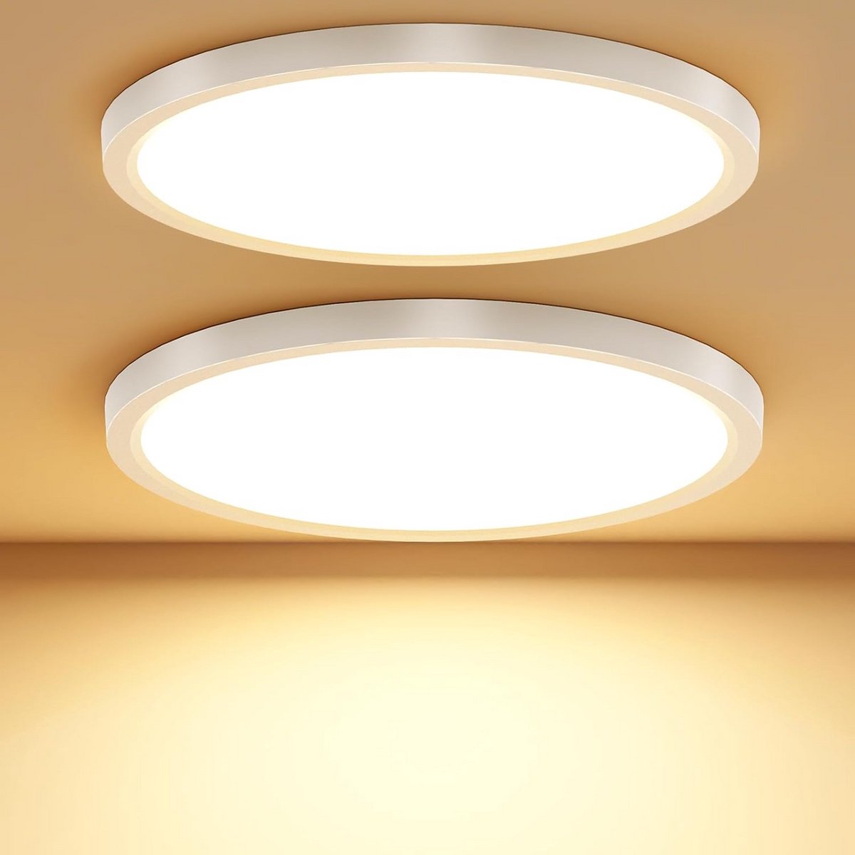 Set van 2 Ronde LED Plafondlampen 18W 3000K Warm Wit Ultra Dun