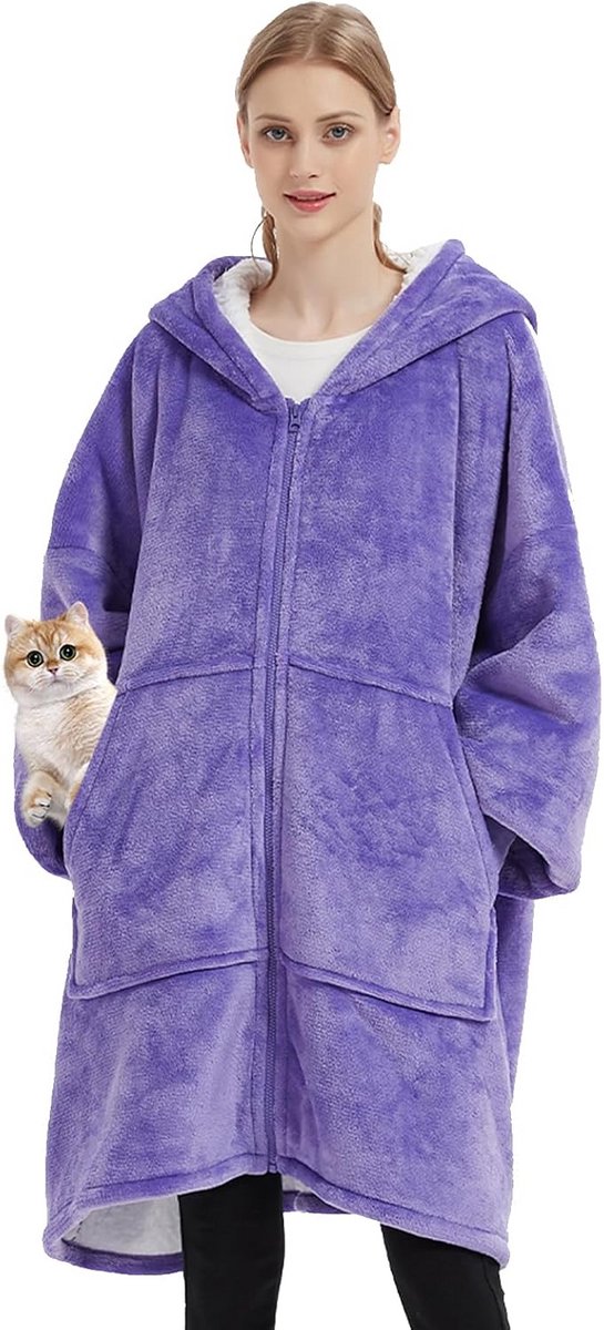 Oversized Draagbare Deken Hoodie voor Mannen en Vrouwen met Capuchon en Zak