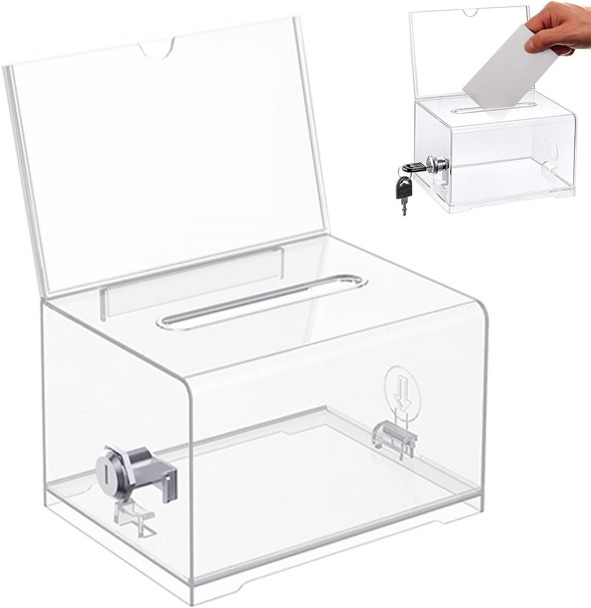 Transparante Afsluitbare Donatiebox van Acryl voor Stemmen en Suggesties