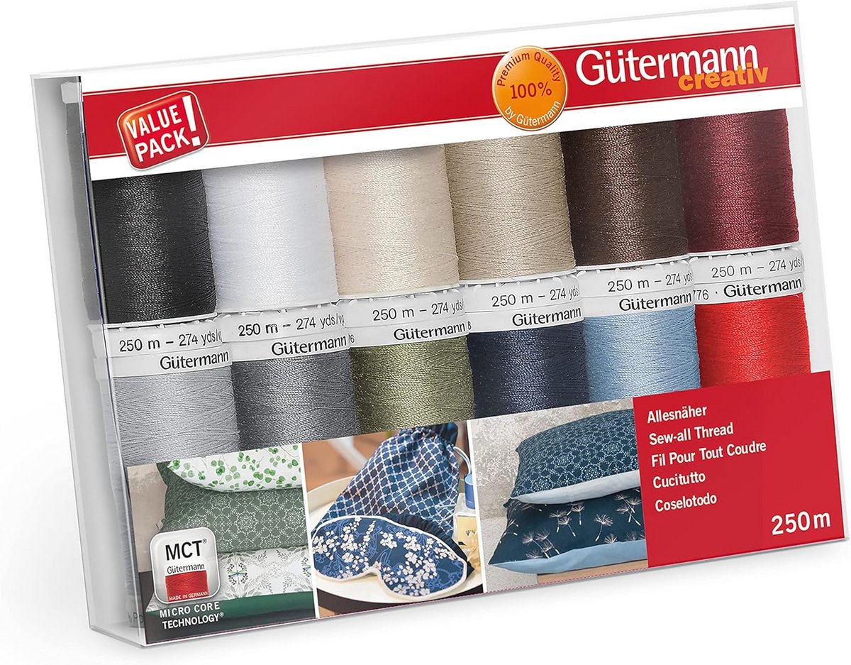 Naaigaren Set 12 Rollen Multi Kleuren Sterk en Duurzaam
