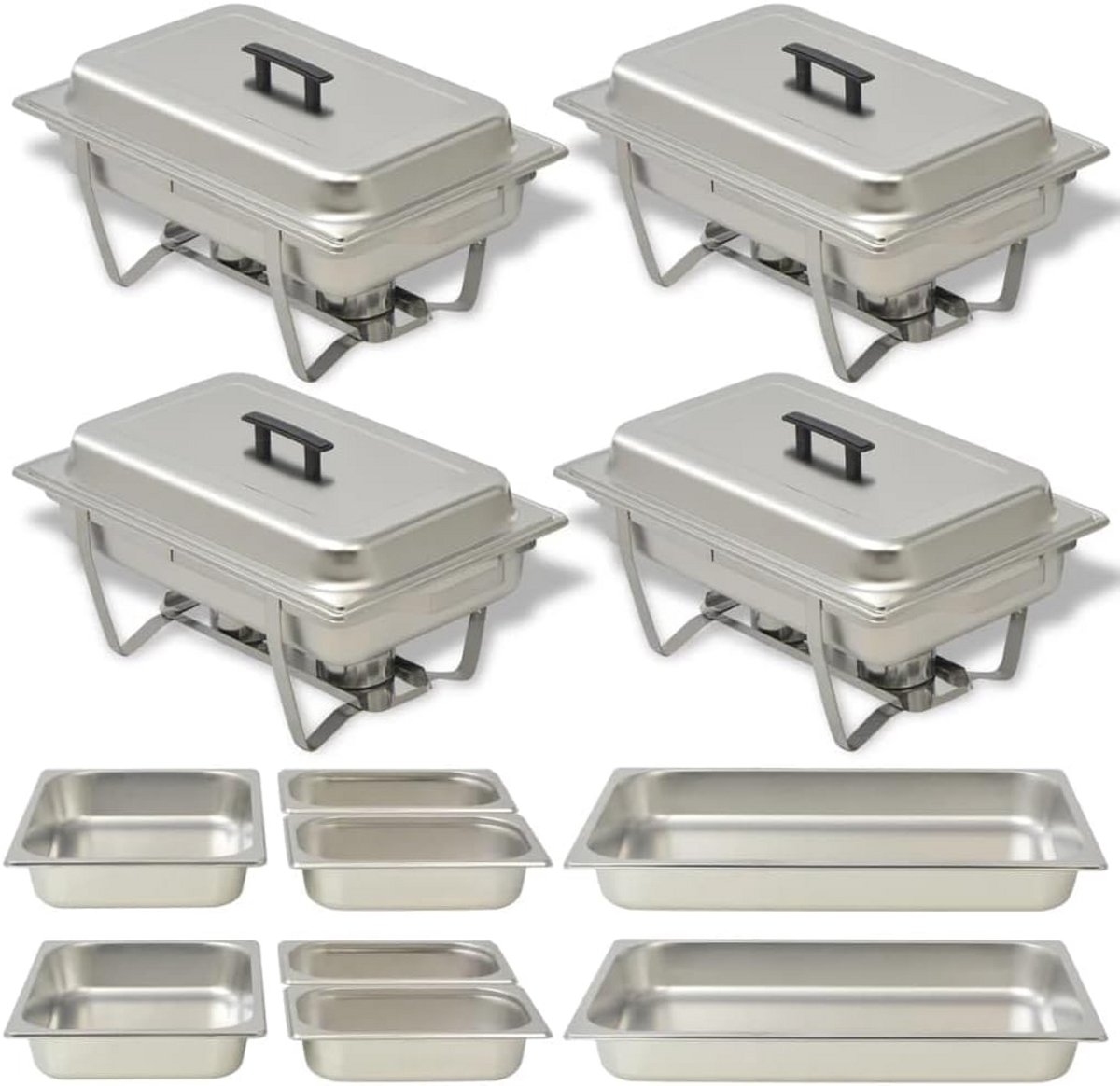 Set van 4 RVS Buffet Warmer Set Voor Voedsel Opwarmen