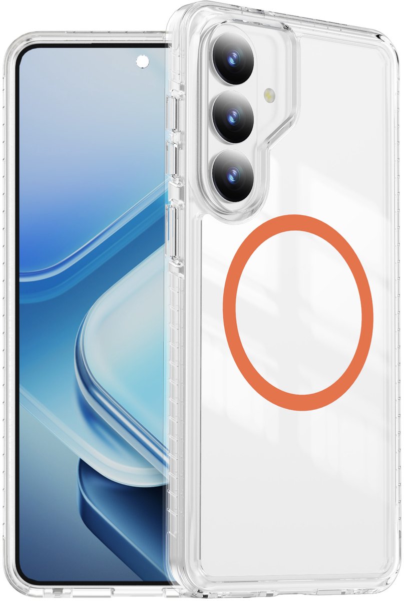 Casemania Hoesje Geschikt voor Samsung Galaxy S26 Plus - Oranje - Magnetische Shock-proof Hybrid Back Cover - Val- en Stootbescherming Hoesje Geschikt voor MagSafe