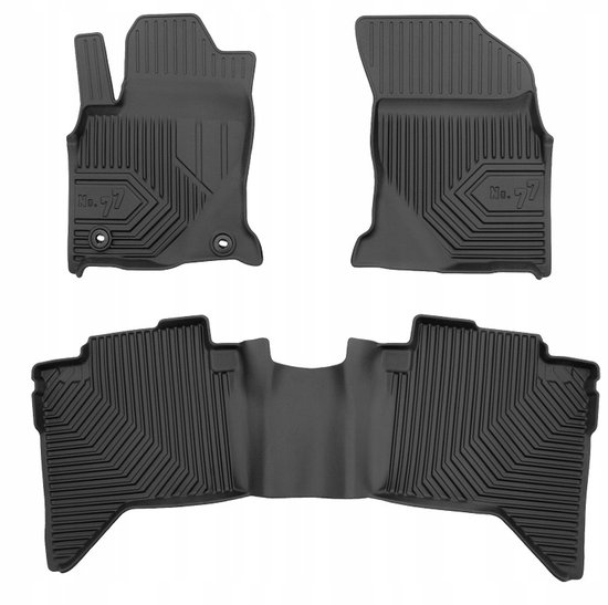 Ensemble de Tapis en Caoutchouc Premium No.77 - Adapté à Toyota Hilux VIII à partir de 2015 - Cabine Double (4 portes) - Ajustement Parfait - Élastomère TPE - Zwart - 3 pièces - FROGUM