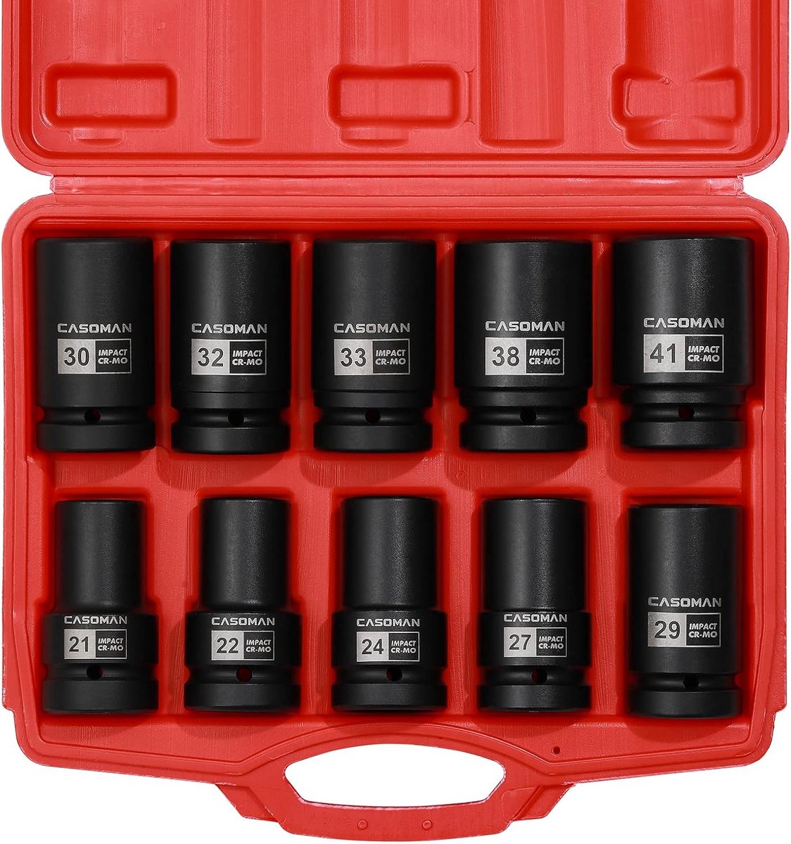 10-delige Diepe 1 Inch Slagsleuteldoppen Set Metrisch CR-MO - Voor Asmoeren