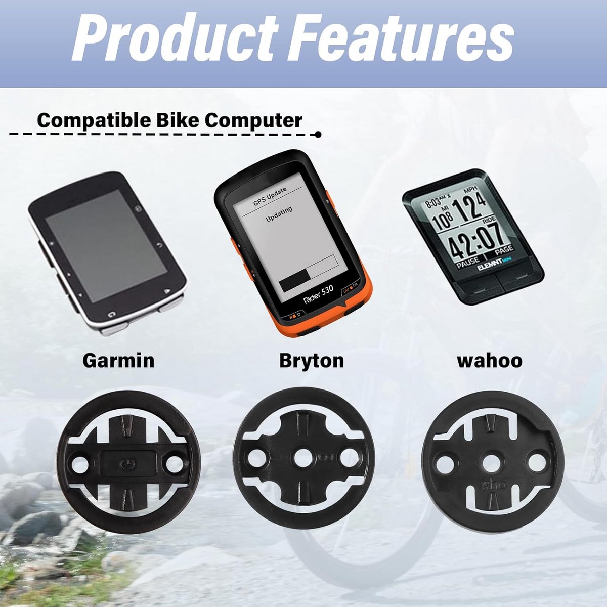 Bicycle Computer Holder for Gar min Wahoo Bryton Mountain Bike Computer Holder Stem Adjustable Bike Computer Holder Bicycle Holder Black thumbnail 7
