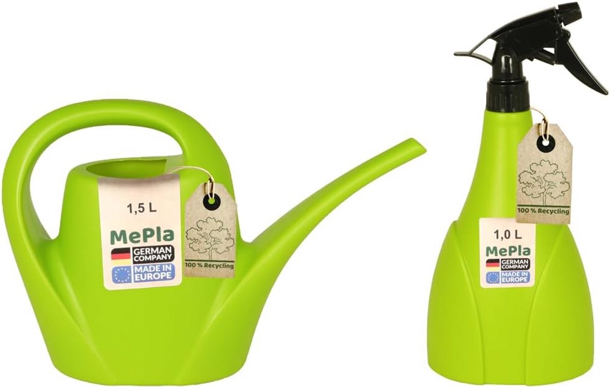 Gieter 1,5L en Plantensproeier 1L Set - Citroengroen, UV-bestendig Binnen en Buiten