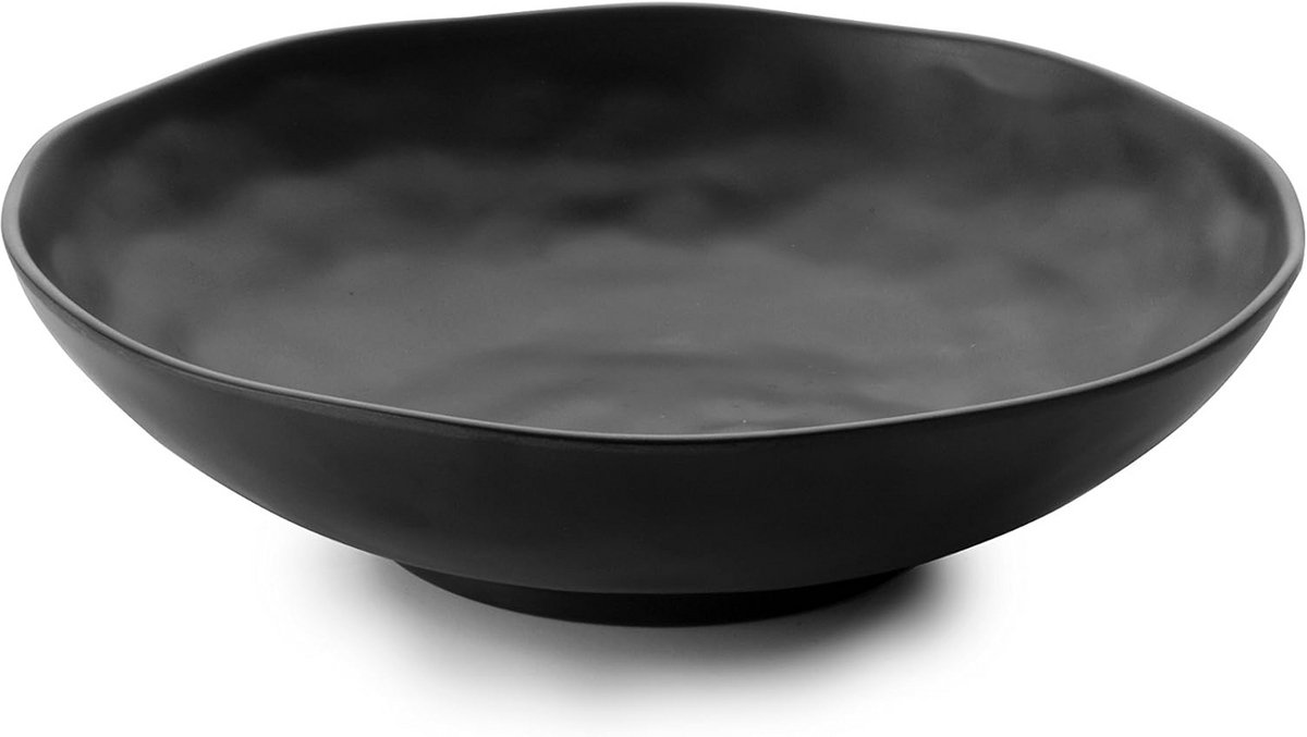 Ronde Zwarte Melamine Schaal 31 cm - Diep Dienblad Stapelbaar