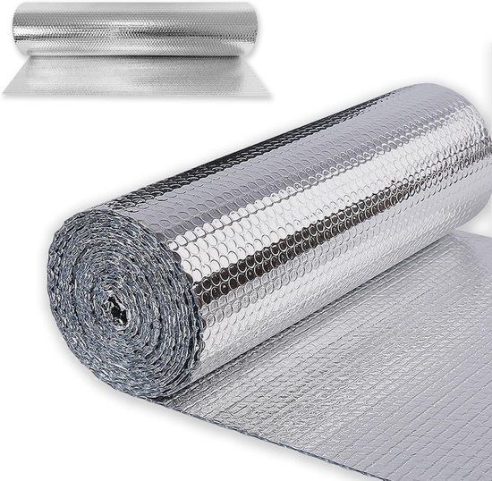 Isolatiefolie voor Radiatoren 30㎡ Huis Isolatiefolie Aluminium Isolatiepanelen Radiator Reflecterende Film Verduisterende Isolatiemat Zilveren Thermische Film Opvouwbare Thermische Isolatie Film voor Ramen Koudbescherming (1 x 30m) NAIZY